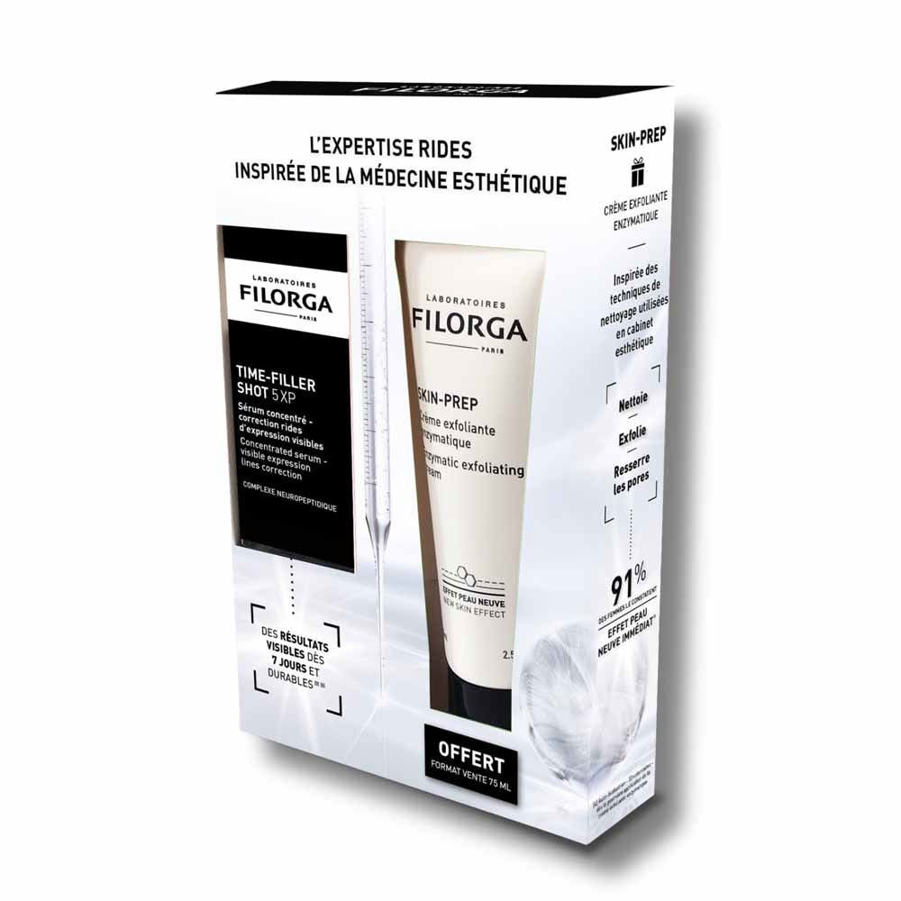 Filorga Time-Filler 5XP coffret sérum correction rides + crème exfoliante Skin-Prep — Sérum visage