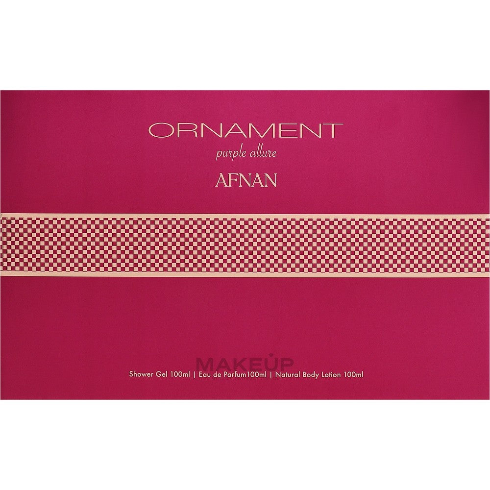 Afnan 오너먼트 퍼플 얼루어 기프트 세트 오드퍼퓸 100ml, 샤워젤 100ml, 바디로션 100ml - 100ml