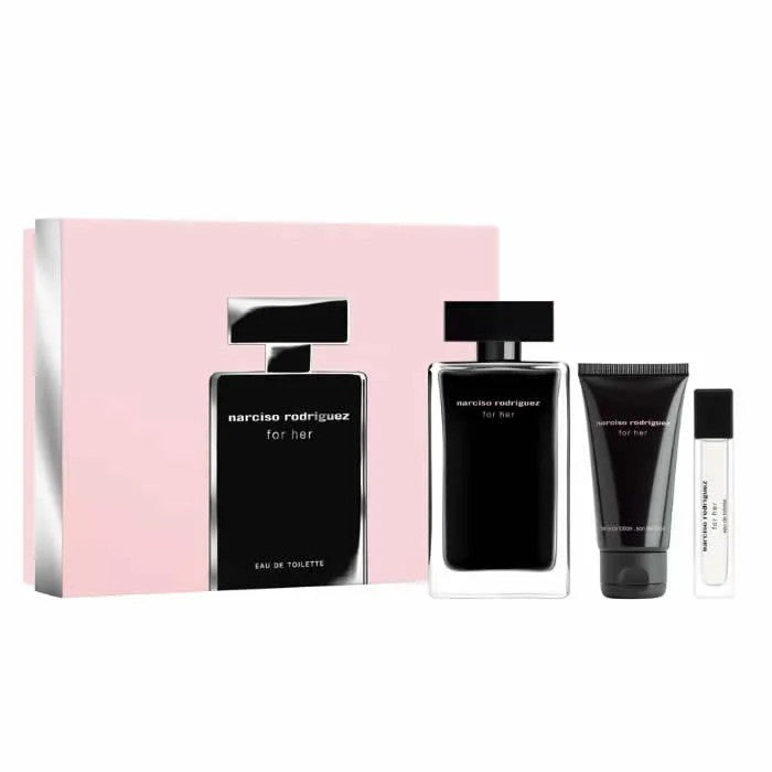 Narciso Rodriguez lahjasarjaansa Eau de Toilette Donna 100 ml, vartalovoide 50 ml ja miniatyyri EDT 10 ml