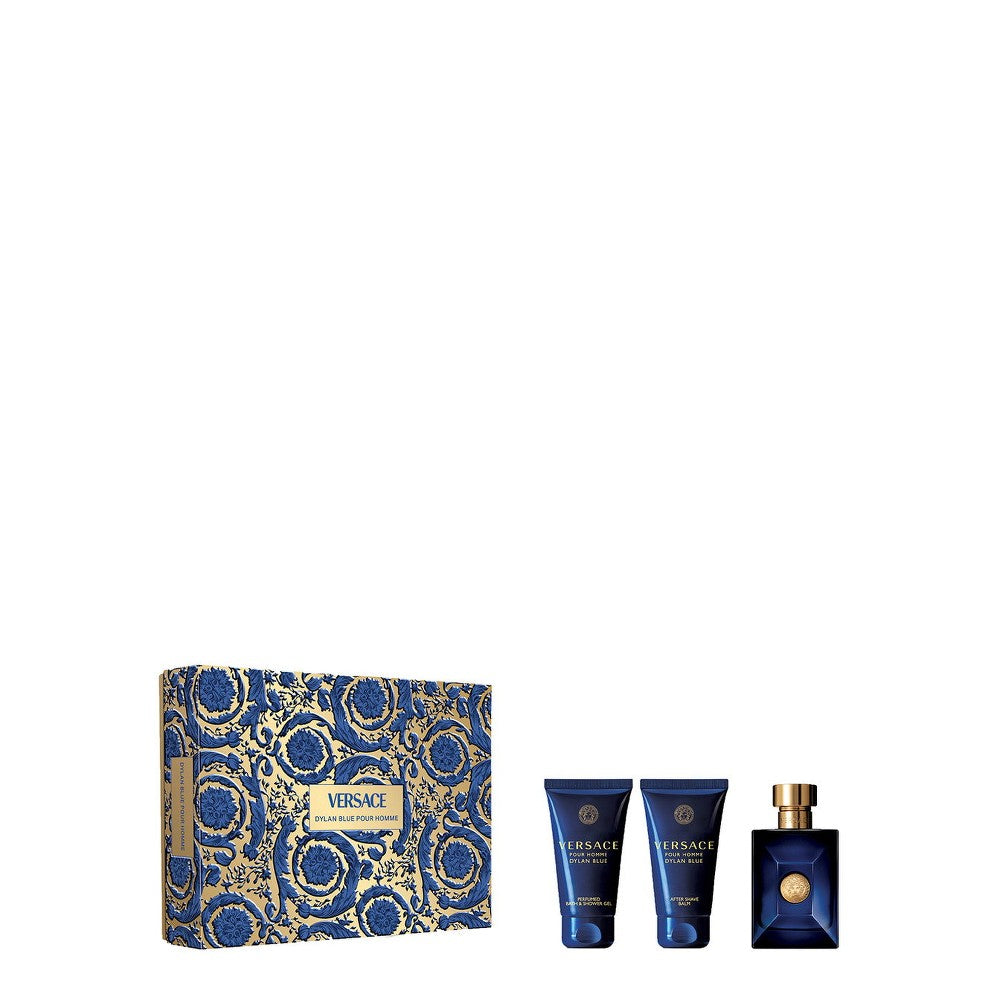 Set cadou Versace Dylan Blue EDT 50 ml, gel de duș Dylan Blue 50 ml și balsam pentru după ras Dylan Blue 50 ml