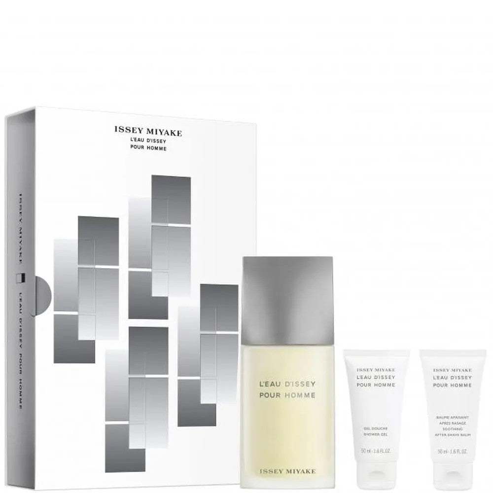 Issey miyake مجموعة هدايا لو ديسي أو دو تواليت للرجال 125 مل، جل استحمام 50 مل وبلسم ما بعد الحلاقة 50 مل