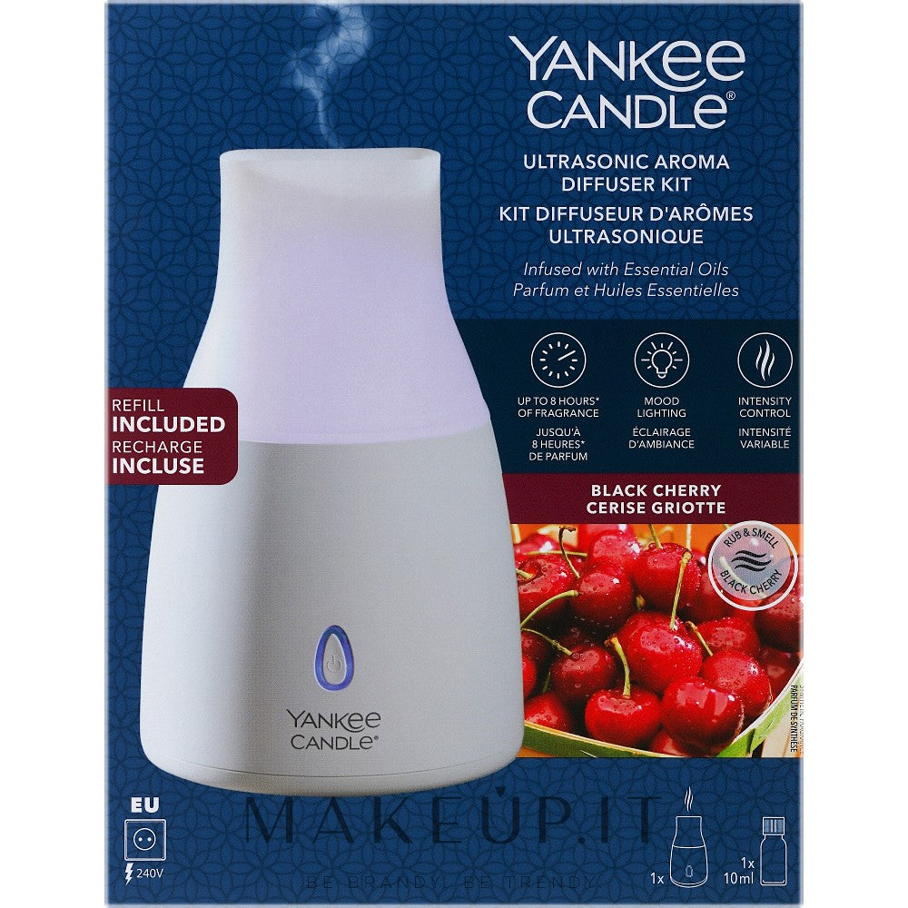 Yankee candle Sada ultrazvukového aroma difuzéru černá třešeň (Ripe Cherry) s olejem