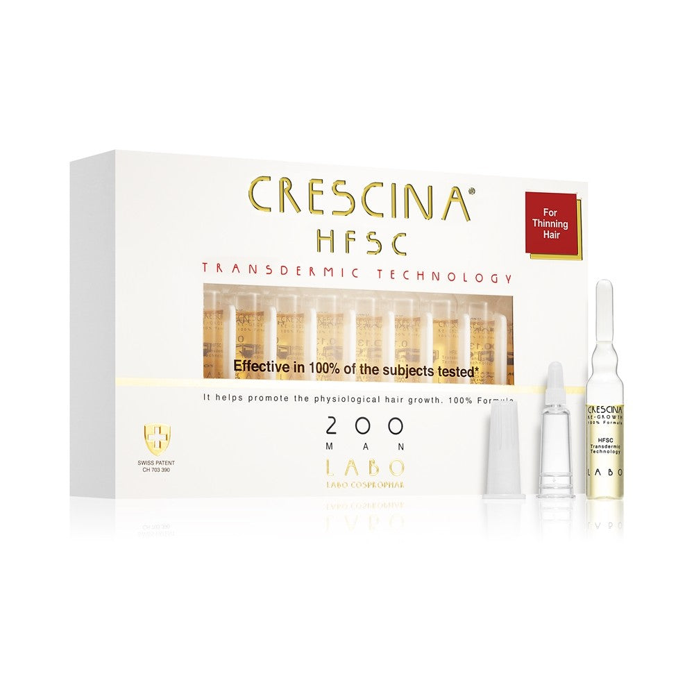 Crescina ترانسديرميك 200 علاج إعادة نمو الشعر للرجال 20x3.5 مل