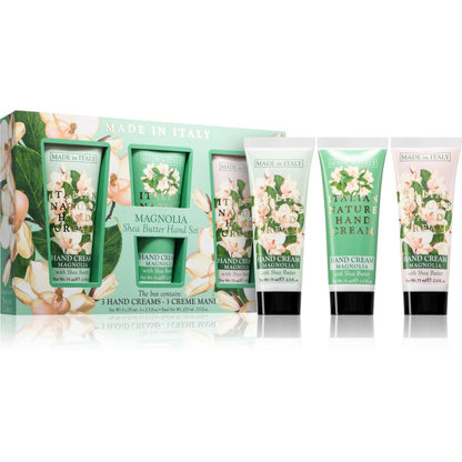 La Florentina Magnolia Shea Butter Set 3 st Presentlåda Händer