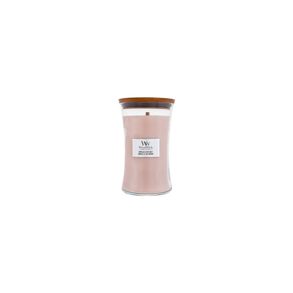 Woodwick Bougie parfumée Vanille &amp; Sel Marin avec mèche en bois 609,5 g