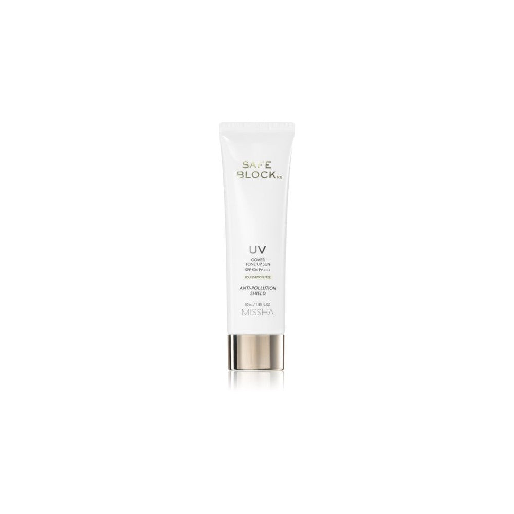 Missha Safe Block RX Cover Tone Up mineralsk beskyttende creme til ansigt og følsomme områder SPF 50+ Foundation-fri farve 50 ml