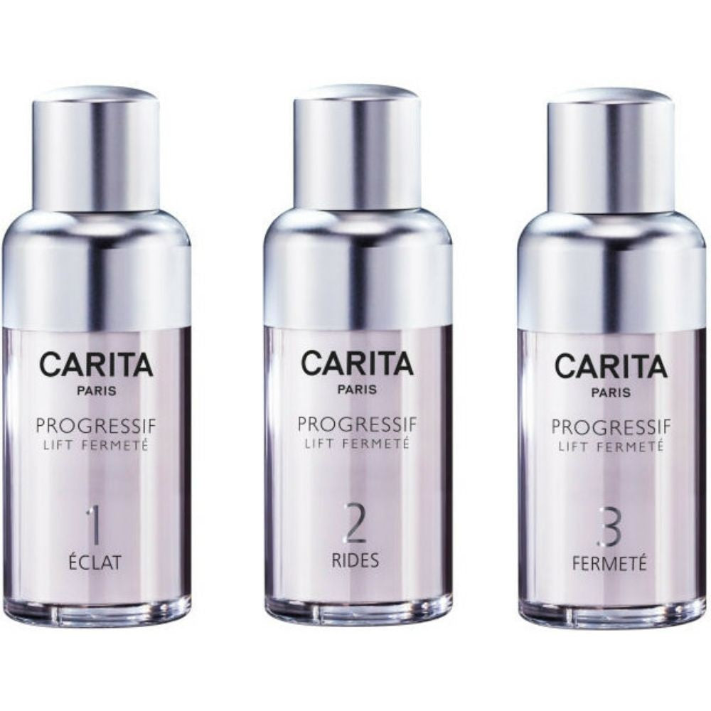 Ungdoms originale sæt Carita Paris: Progressif Lift FERMETE AHA Firming Face Serum 15 ml + Progressif Lift FERMETE AHA Anti-Wrinkle Face Serum 15 ml + Progressif Lift Fermete AHA Anti-Ageing Face Serum 15 ml