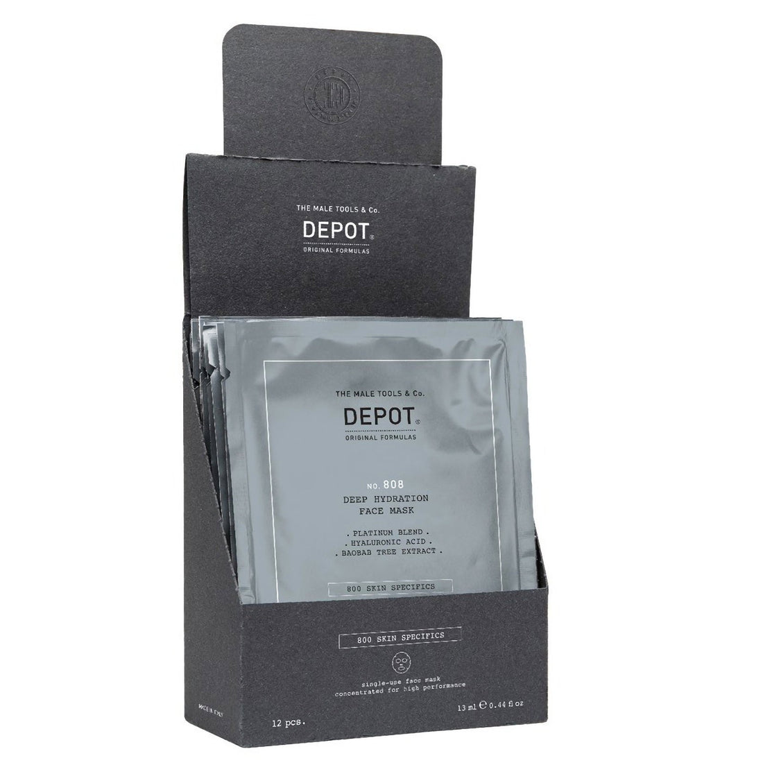Colocar Depot 800 Skin Specifics N.º 808 Ácido hialurónico Maschera Tejido profundamente hidratante/calmante y revitalizante para el rostro Día 12 piezas 13 ml