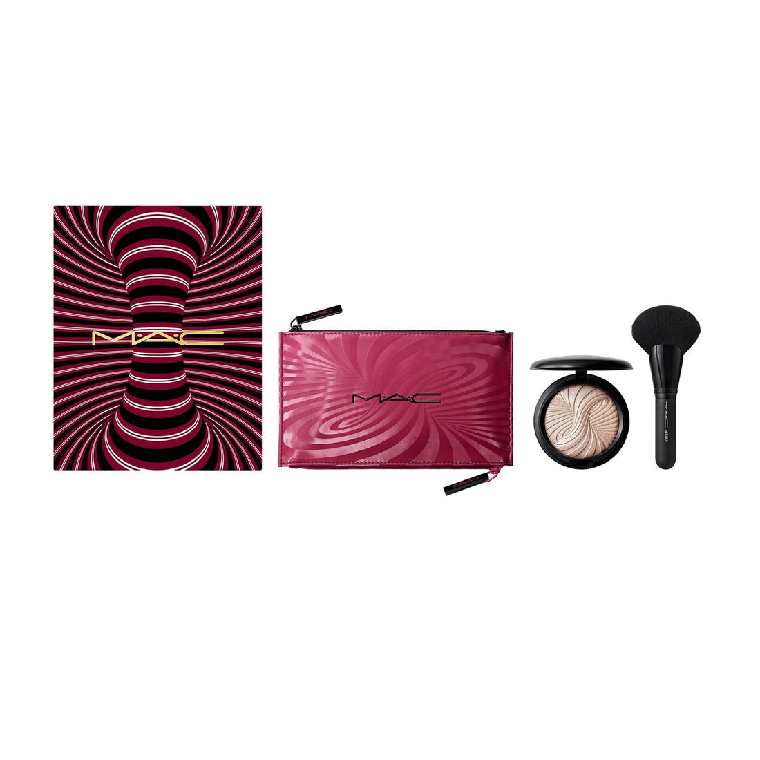 Kit de finition de peau Extra Dimension Trick Of The Light MAC:Trousse de maquillage en tissu bordeaux