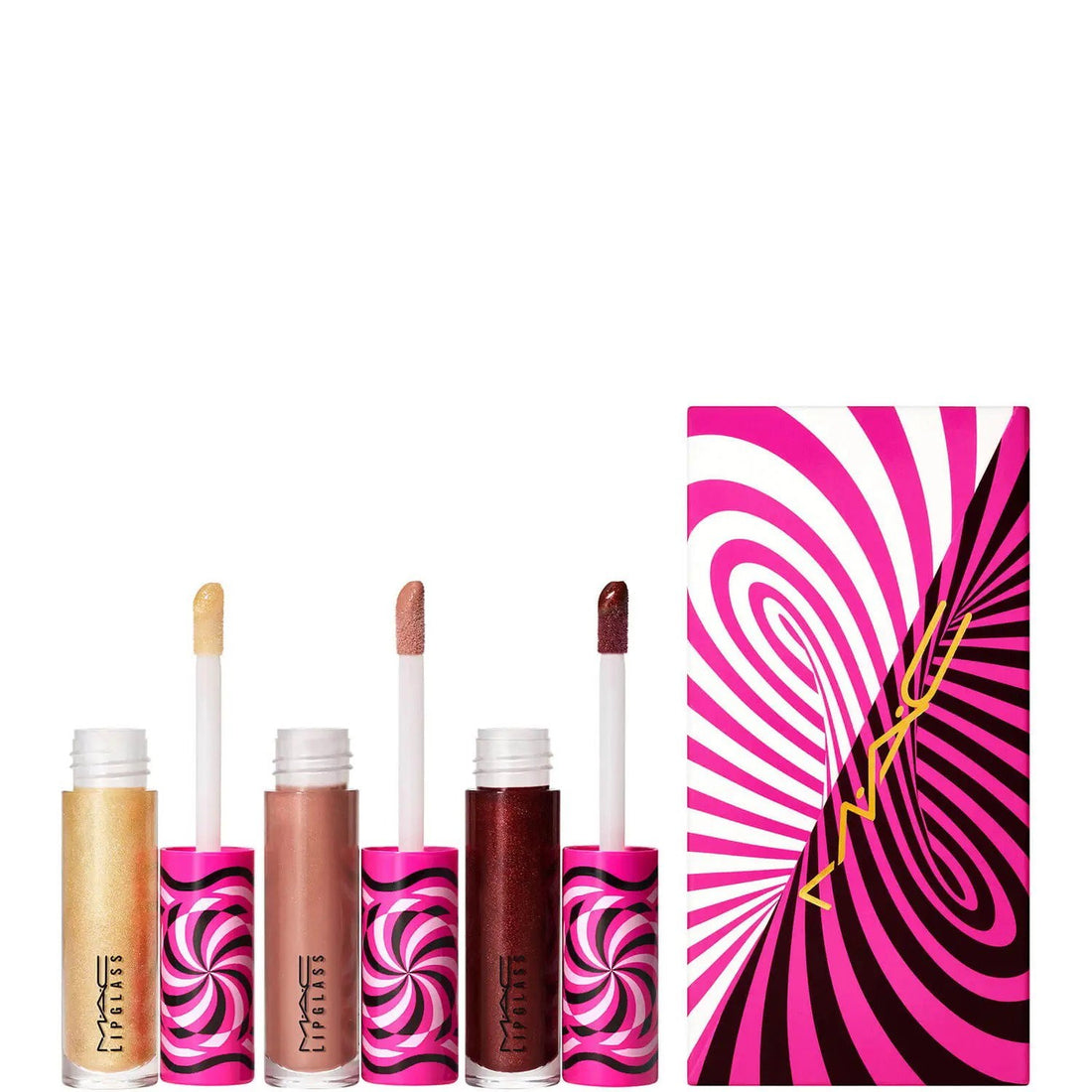 Kleine trucjes set MAC: Optical Delusion Lipgloss 2,4 g + Tiktalk of the Town Lipgloss 2,4 g + Gilty of Trickery Lipgloss 2,4 g