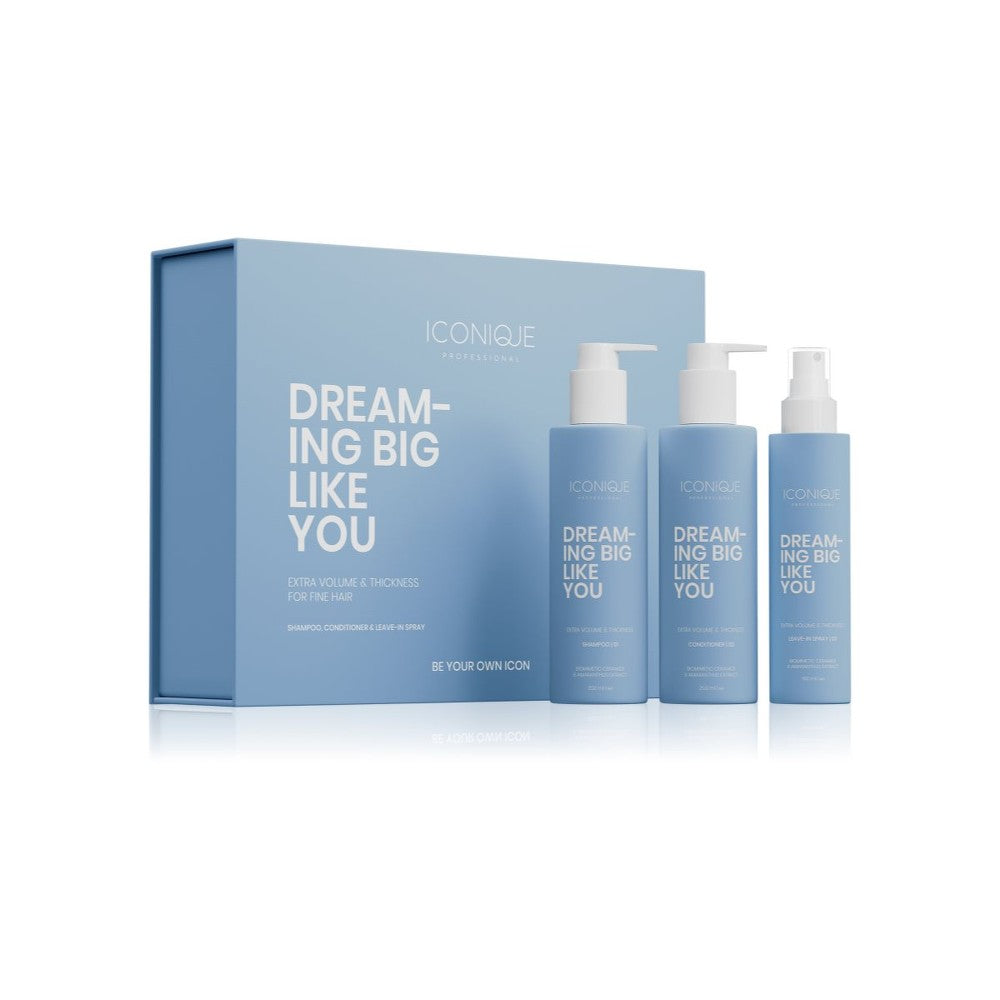 ICONIQUE Professional DREAMING BIG LIKE YOU Set volum: șampon 250 ml, balsam 250 ml, spray 150 ml