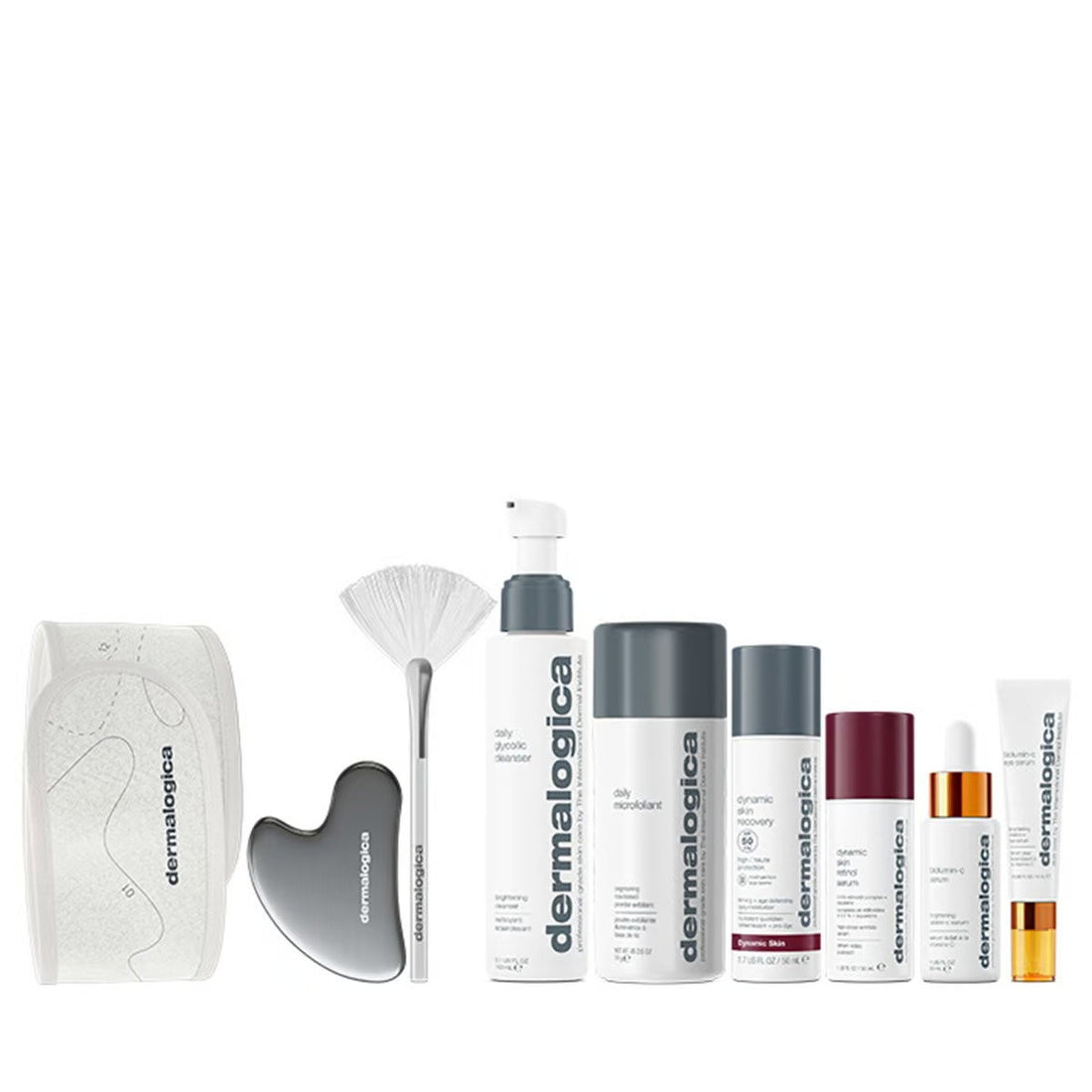 مجموعة أدوات الخبرة Dermalogica: بودرة تقشير يومية دقيقة التقشير 74 جم + سيروم بيولومين-سي المضيء للعين 15 مل + سيروم بيولومين-سي المضيء بفيتامين سي 30 مل + سيروم ديناميك سكين ريتينول المضاد للتجاعيد