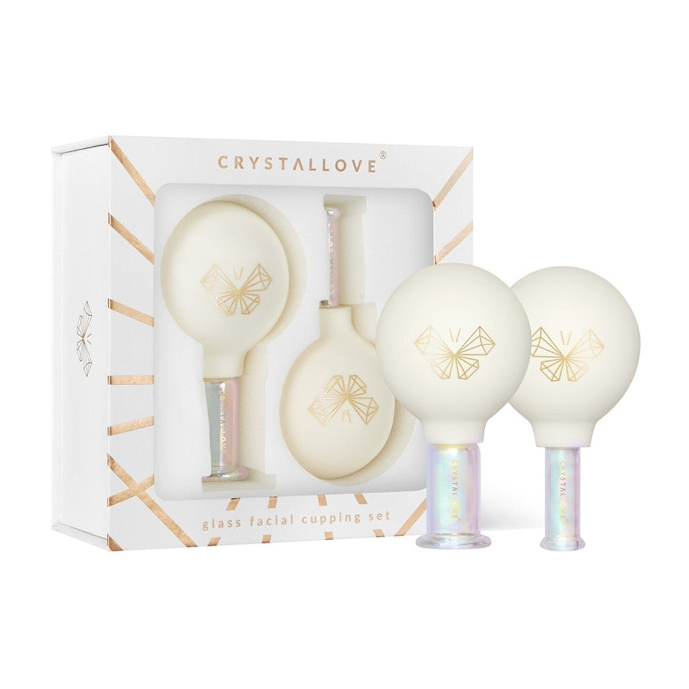 Crystallove Glascupping massageværktøjssæt til ansigt, hals og décolleté 2 stk