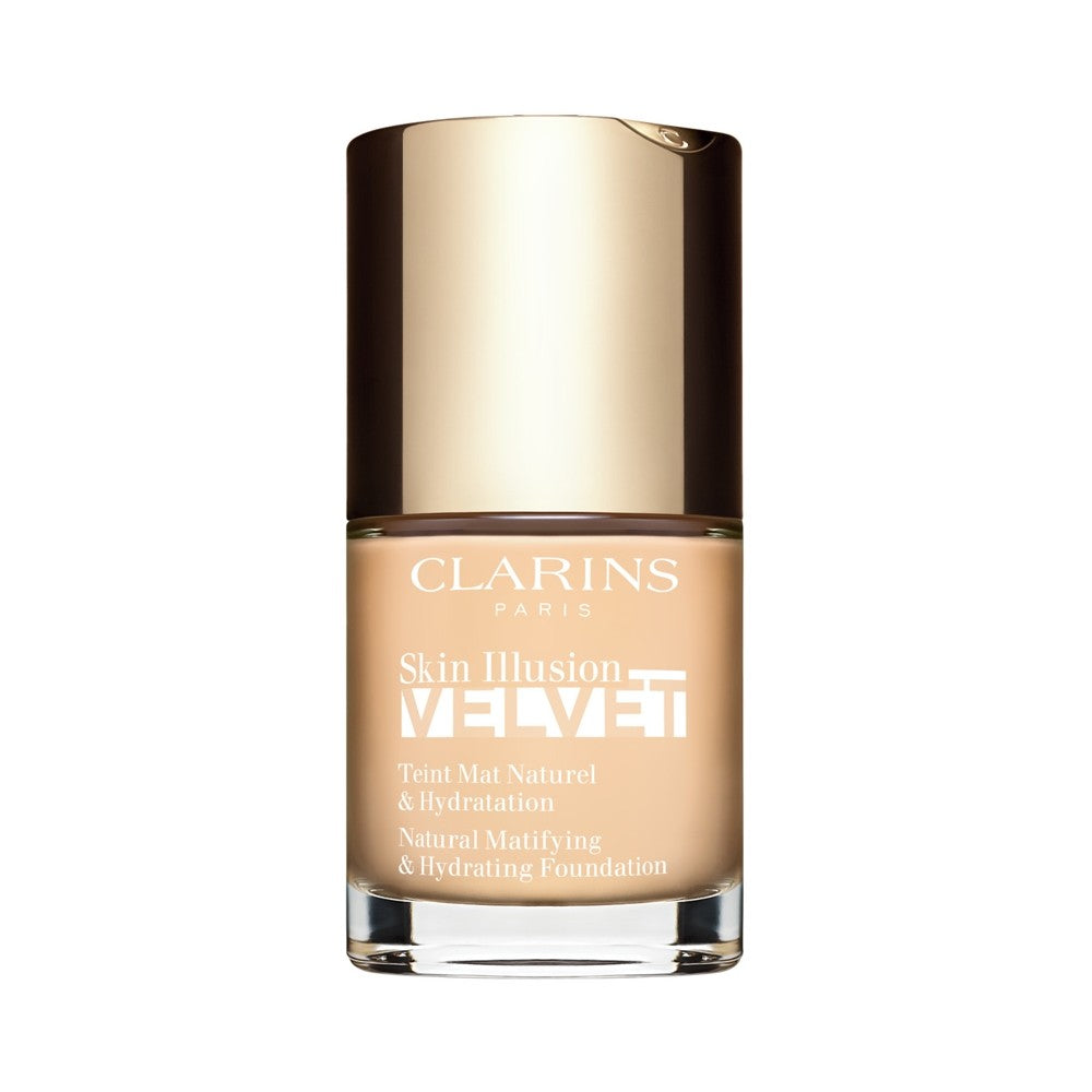 Clarins Base de maquillaje líquida Skin Illusion Velvet con acabado mate y efecto nutritivo, color 100.3N 30 ml