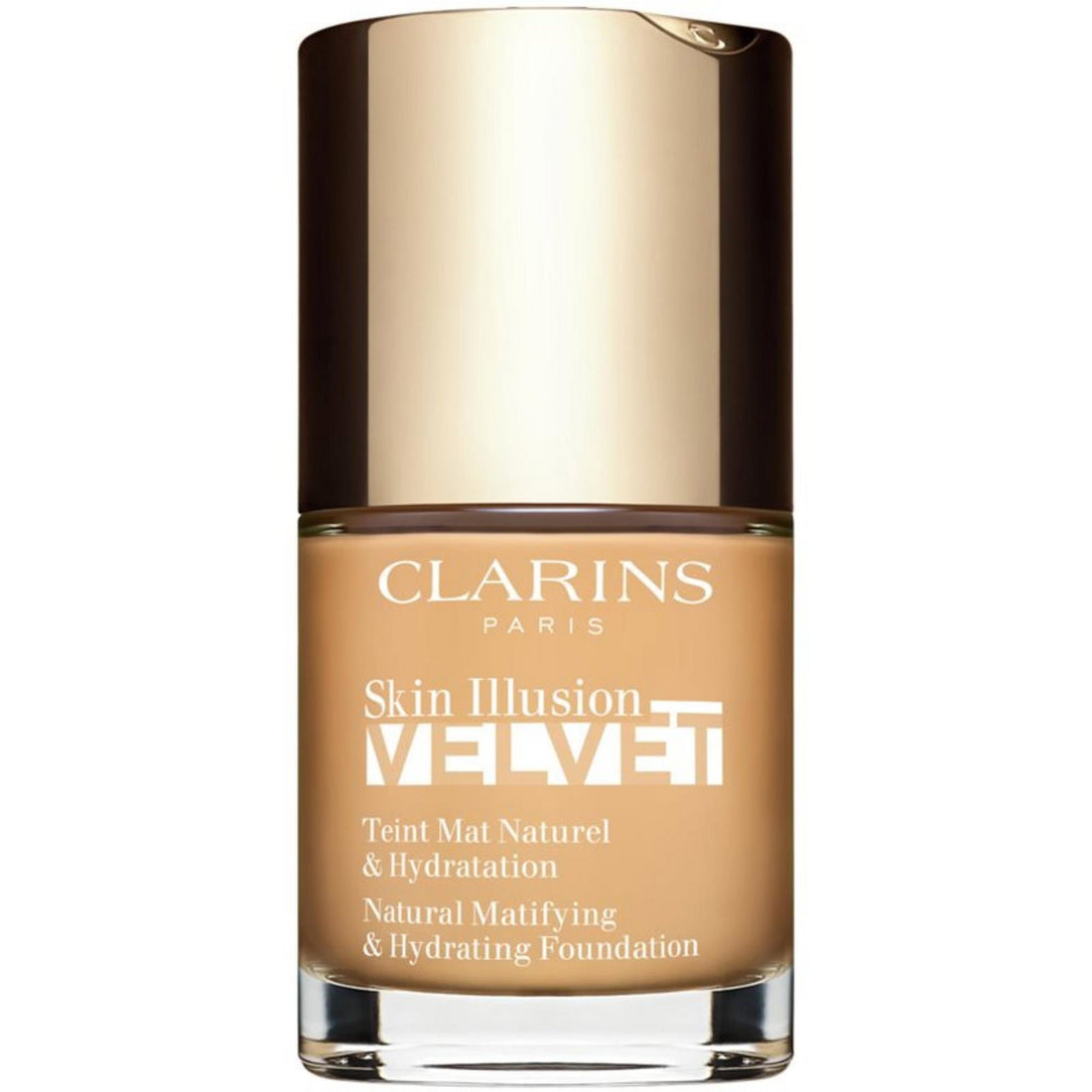 Clarins كريم أساس سائل Skin Illusion Velvet بلمسة نهائية غير لامعة وتأثير مغذي، لون 105.5W 30 مل
