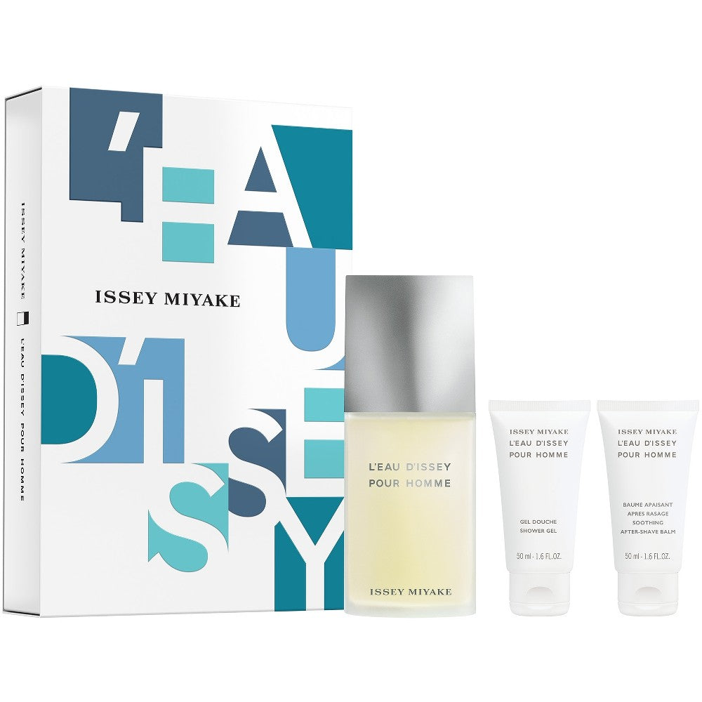 Issey Miyake مجموعة هدايا لو ديسي للرجال (أو دو تواليت 125 مل + جل استحمام 50 مل + بلسم ما بعد الحلاقة 50 مل)