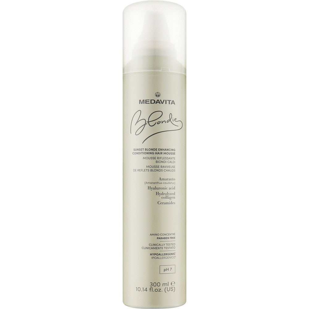 Medavita 블론디 선셋 블론드 인핸싱 무스 폼 컨디셔너 (웜 블론드 쉐이드용) 300ml