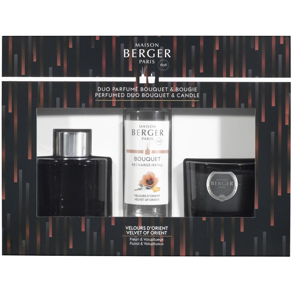 Maison berger paris バリエーション ブラックベルベット オブ オリエント アロマディフューザー ギフトセット 90ml + キャンドル 80g