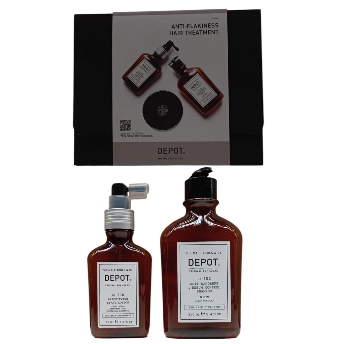 コンシューマーキットCセット Depot: 100 ヘアクレンザー No. 102、ボタニカルコンプレックス、ヘアシャンプー、フケ防止・皮脂コントロール、250 ml + 200 ヘアトリートメント No. 208、ボタニカルコンプレックス、スカルプトリートメントローション