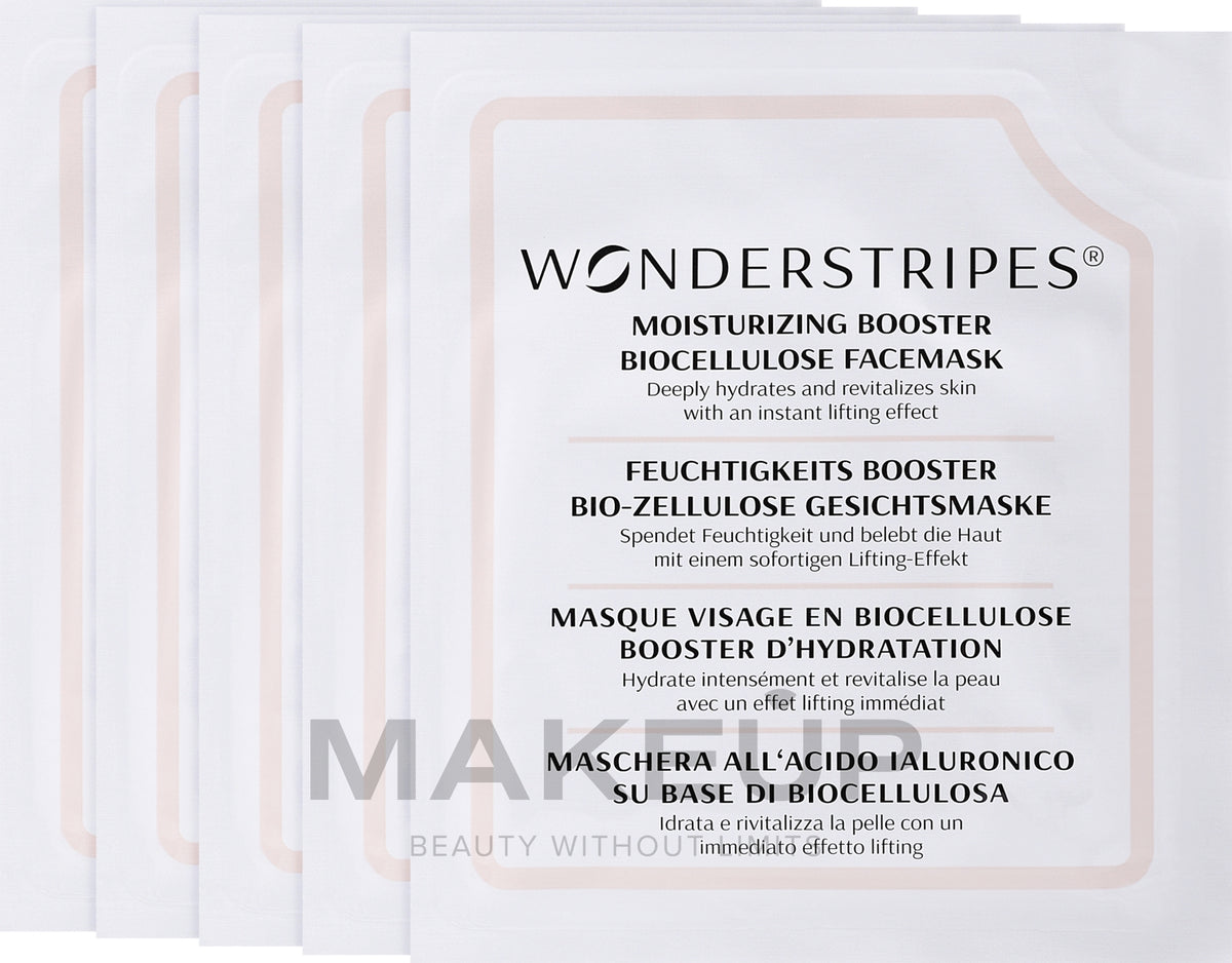 Wonderstripes Moisturizing Booster — hydratační biocelulózová maska na obličej, 5 ks