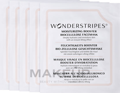 Wonderstripes Moisturizing Booster — hydratační biocelulózová maska na obličej, 5 ks