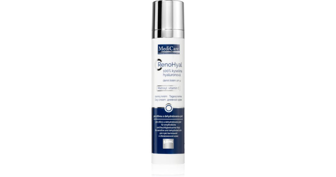 Syncare Medicare Renohyal 100% hyaluronic acid crema giorno per pelli sensibili e secche 50 ml