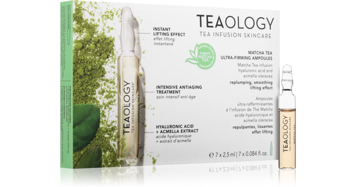 Teaology Anti-Age Matcha Tea Ultraverstevigende ampul om de huid te hydrateren en strakker te maken 7x2,5 ml