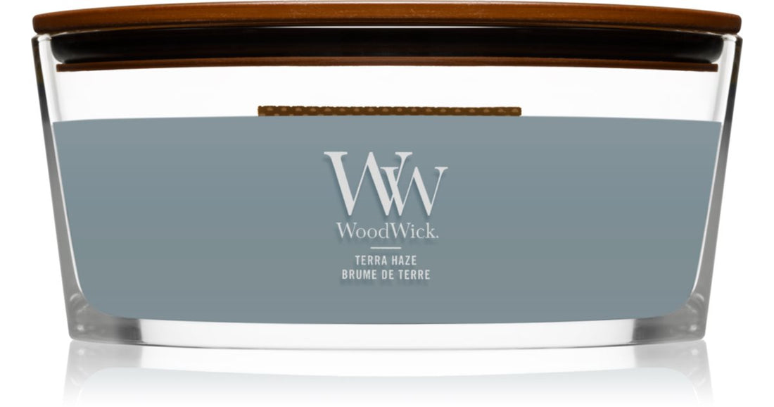 Woodwick Terra Haze candela profumata con stoppino in legno (hearthwick) 453 g