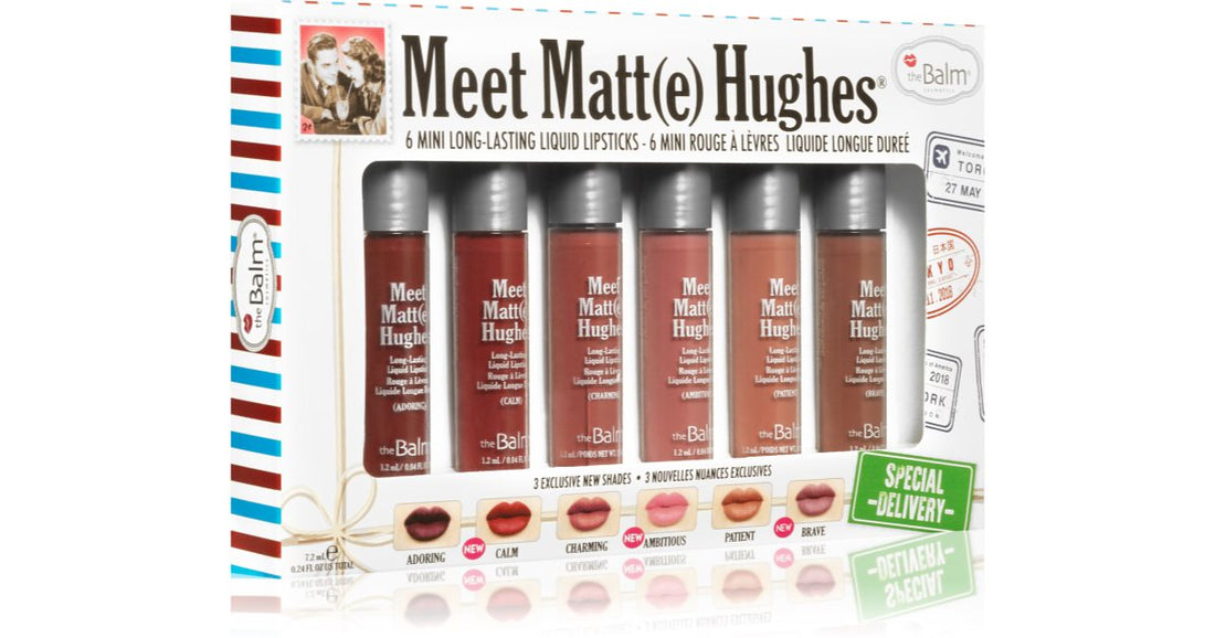 theBalm Te presentamos el set de pintalabios líquido Matt(e) Hughes Mini Kit Special Delivery de 7,2 ml