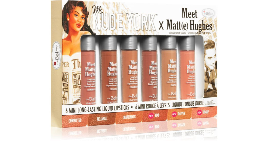 theBalm Meet Matt(e) Hughes X Ms. Nude York nestemäinen huulipunasarja (mattaefekti) 7,2 ml