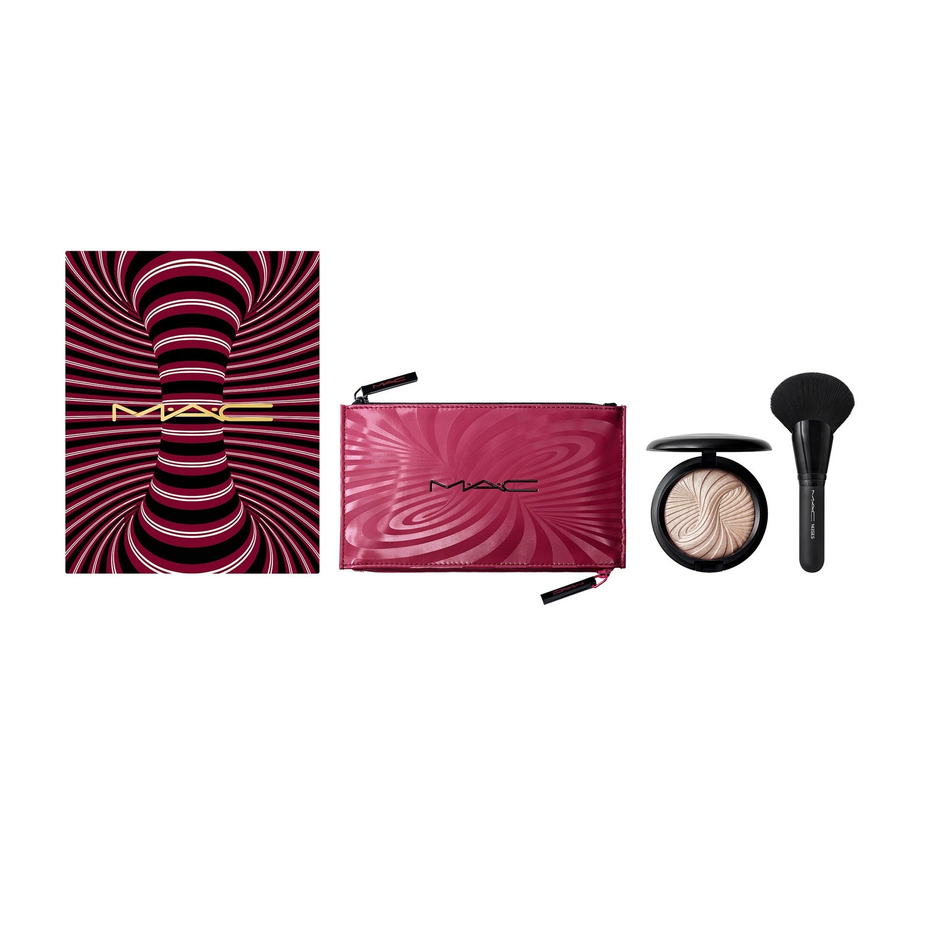 Kit Trick Of The Light Extra Dimension Skinfinish MAC: Trousse per trucchi in tessuto Borgogna