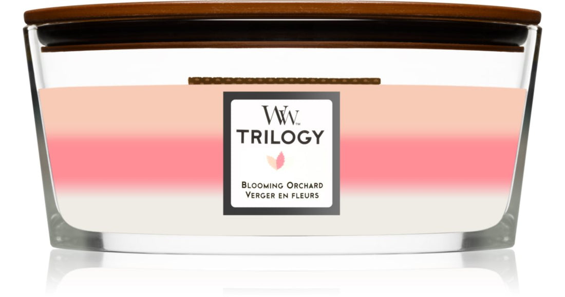 Woodwick Trilogy Blooming Orchard candela profumata 453,6 g