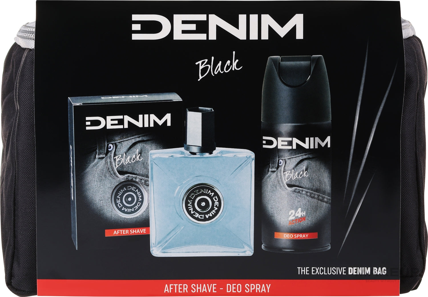 Denim Black Set (ash/lot/100ml + deo/150ml + bag)