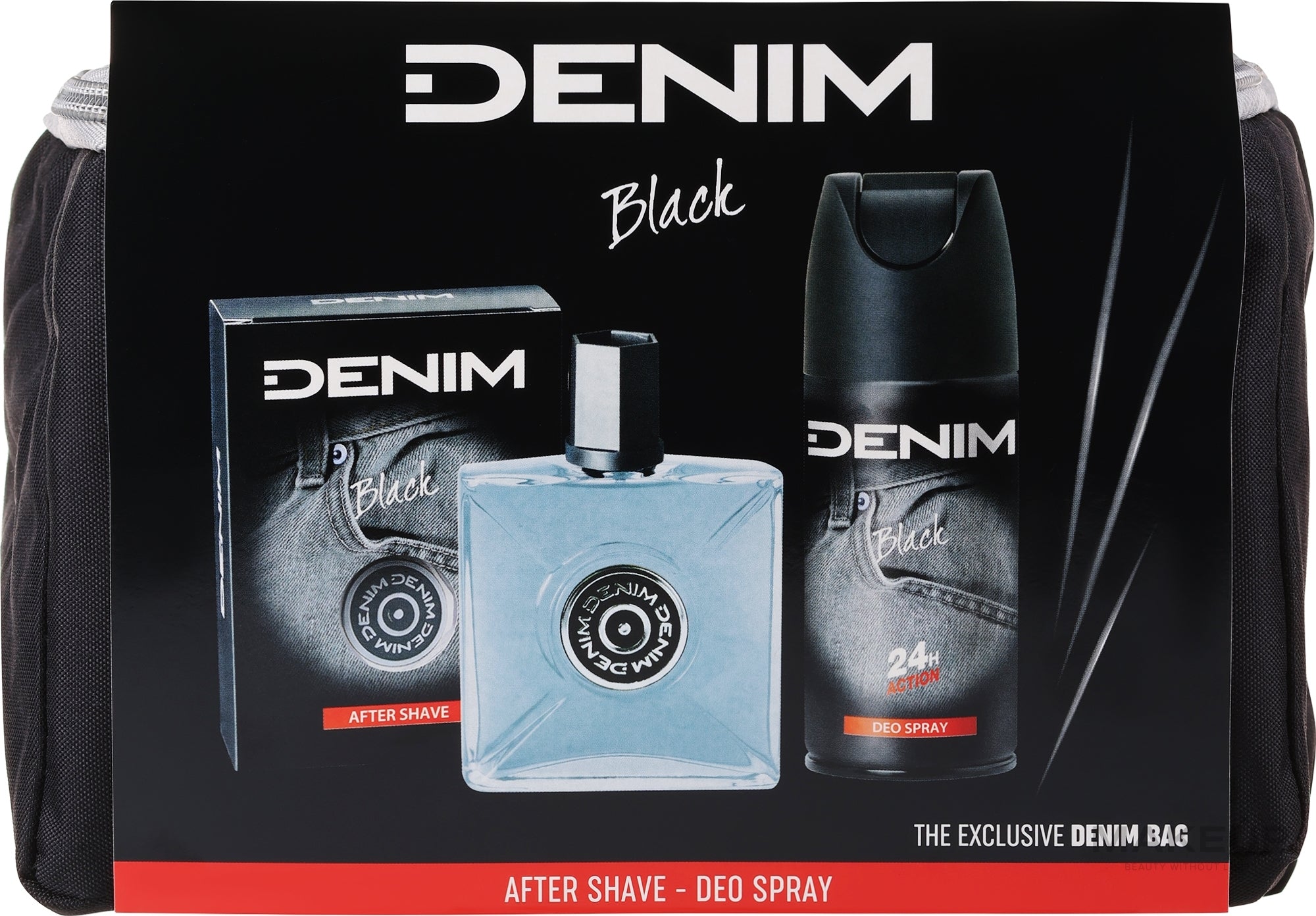 Denim Black Set (ash/lot/100ml + deo/150ml + bag)