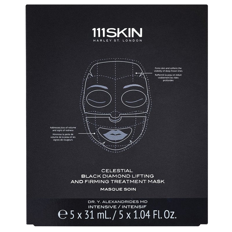 111Skin Celestial Black Diamond Lifting And Firming Mask — maschera lifting viso e collo 5 pz.