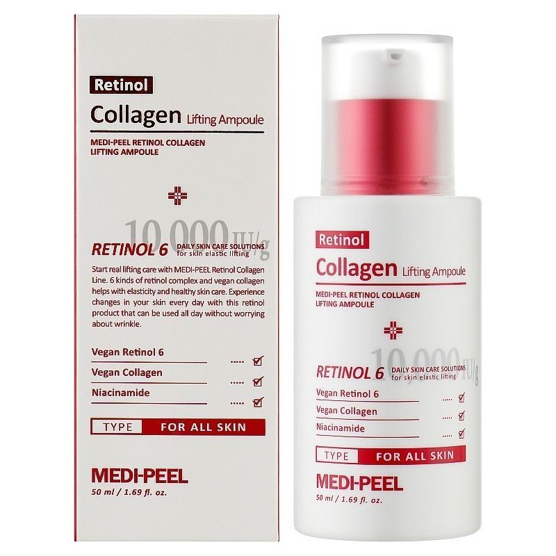 Siero lifting viso con retinolo e collagene MEDIPEEL Retinol Collagen Lifting Ampoule 50 ml