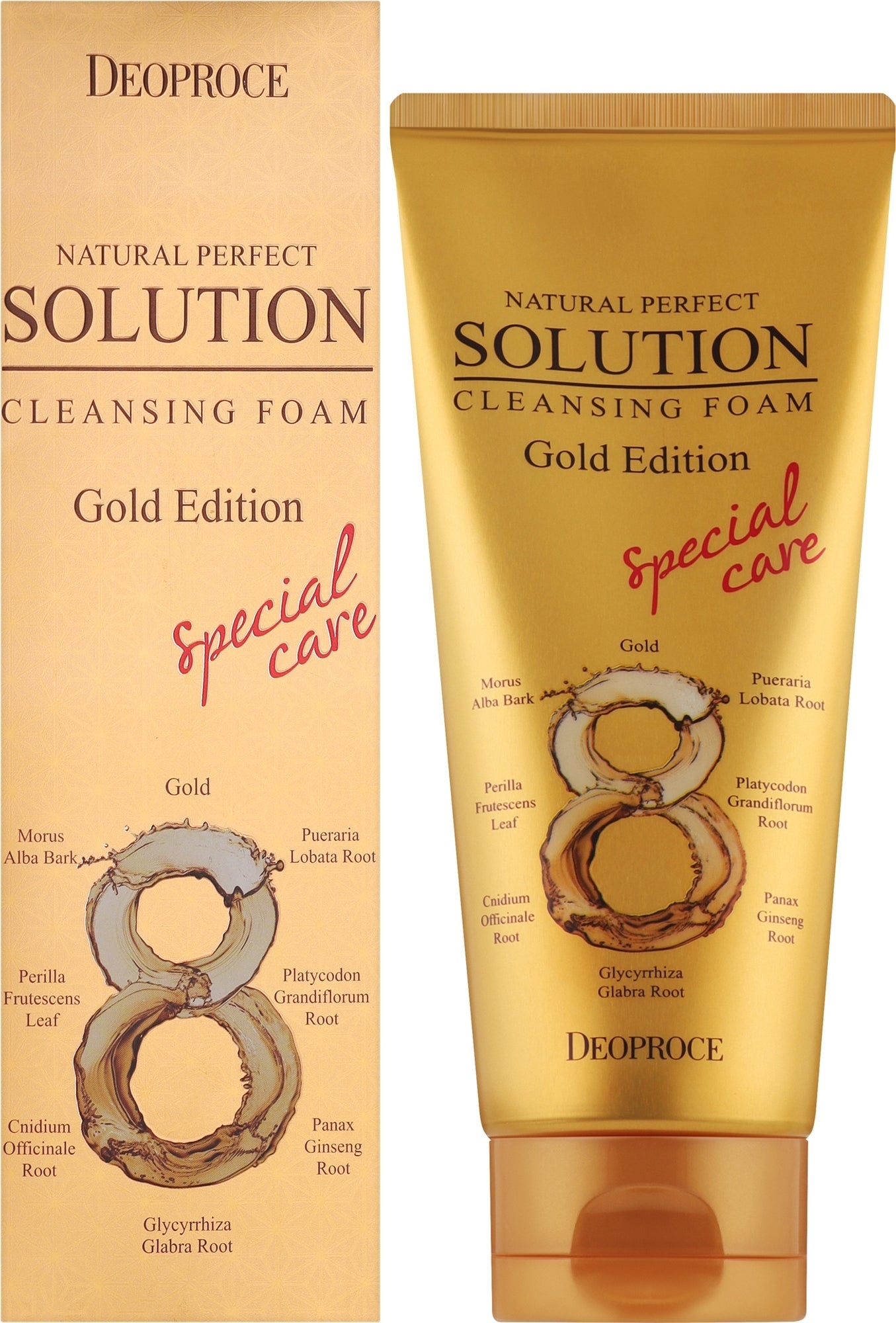 Detergente viso a base di oro ed erbe orientali Deoproce Natural Perfect Solution Cleansing Foam Gold Edition 170 g