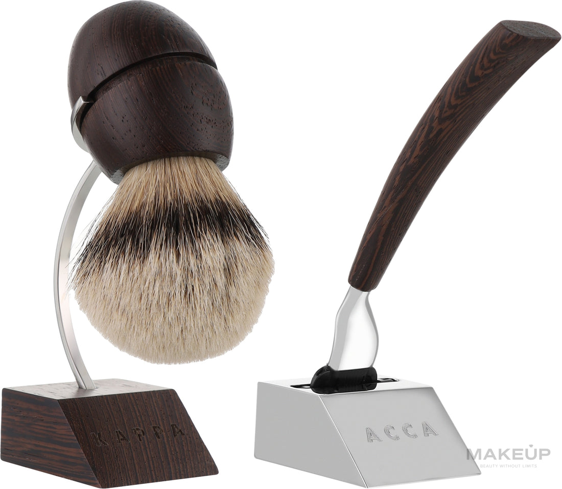 Set da barba Acca Kappa Shaving Set With Stand Wenge Wood (razor/1pc + brush/1pc + stand/1pc)