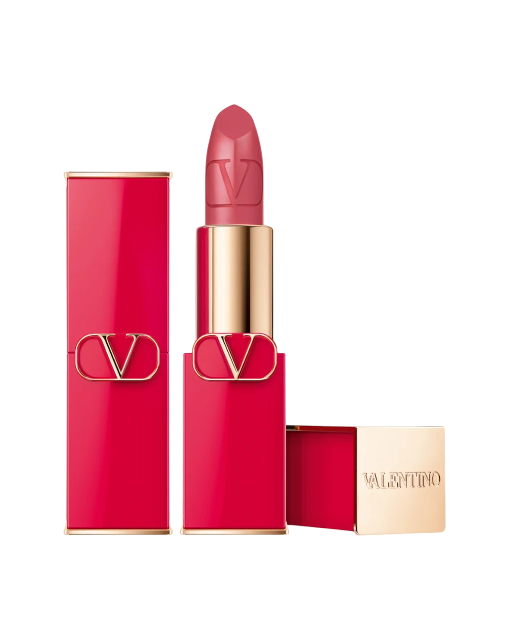 Lápiz labial en crema con acabado satinado de Valentino Rosso 104R, recargable, 3,5 g