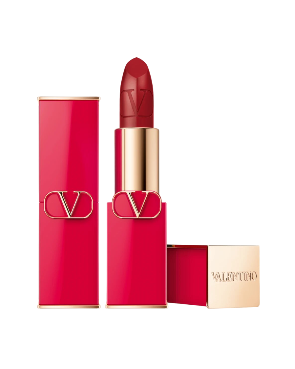 Lápiz labial en crema con acabado satinado de Valentino Rosso 213R, recargable, 3,5 g