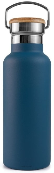 Bottiglia termica in acciaio inox con tappo in bambù, 1000 ml, blu Bambaw