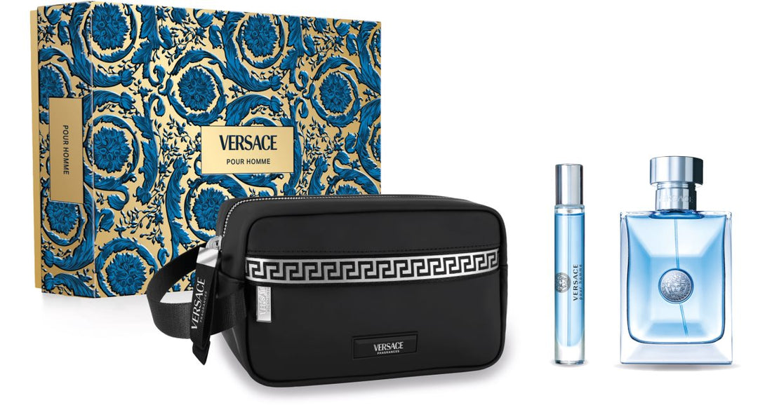 Versace coffret cadeau pour homme Eau de Toilette 100 ml + Eau de Toilette vaporisateur de voyage 10 ml + trousse de maquillage 1 pc