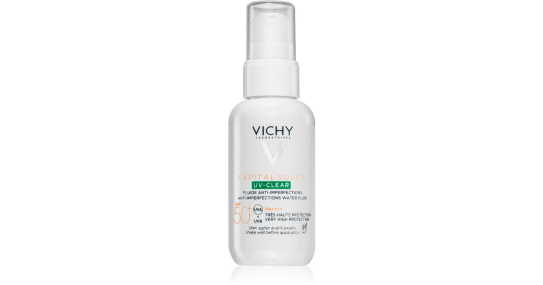 Vichy Capital Soleil UV- Tratament antirid transparent pentru ten gras, predispus la acnee SPF 50+ 40 ml