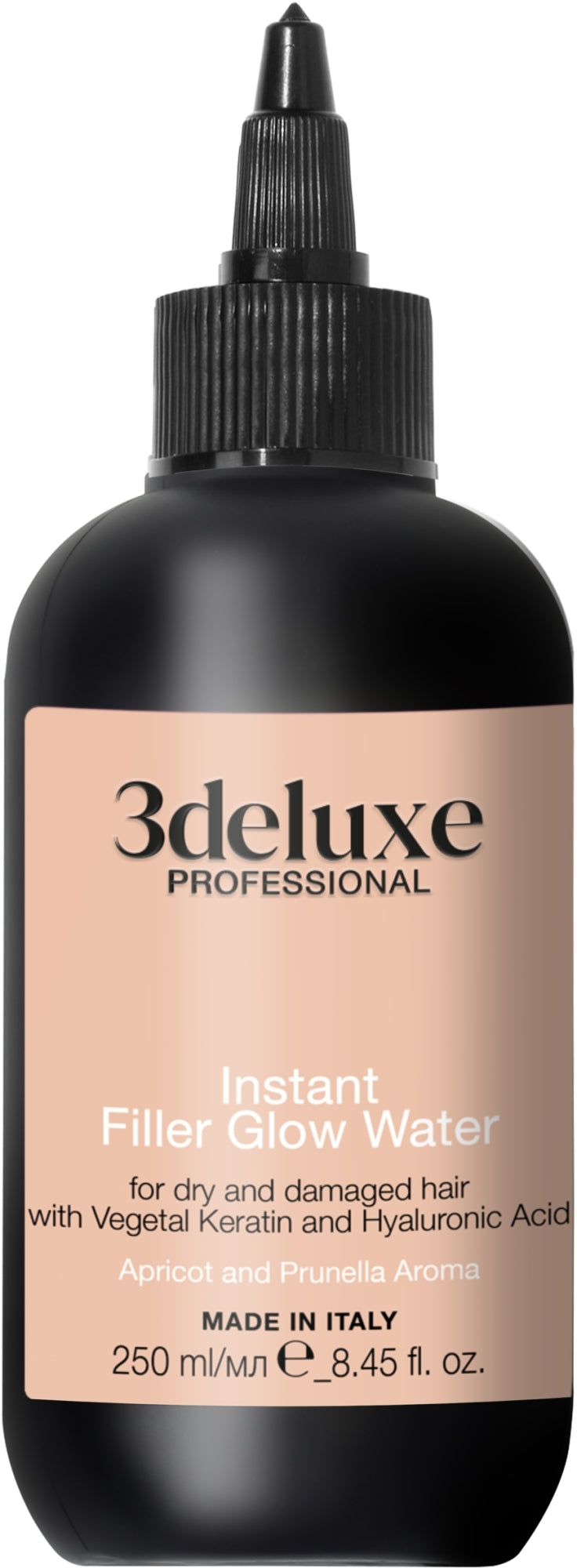 Filler rapido per donare lucentezza ai capelli con cheratina vegetale e acido ialuronico 3DeLuXe Instant Filler Glow Water For Dry And Damaged Hair With Vegetal Keratin And Hyaluronic Acid 250 ml