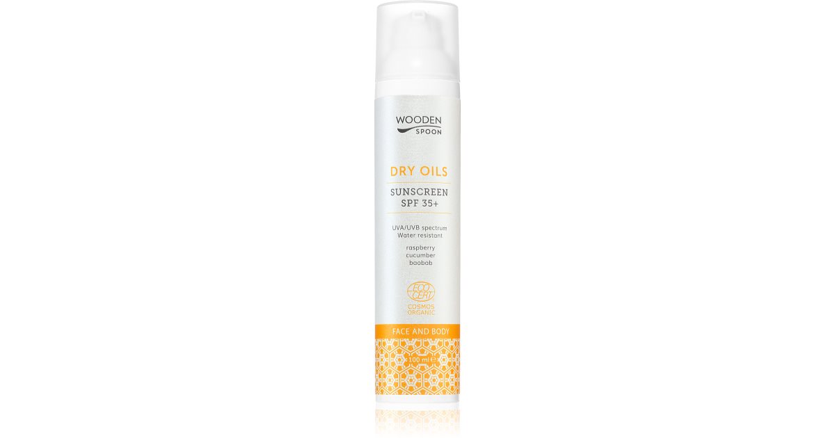 WoodenSpoon Dry Oils latte abbronzante per viso e corpo SPF 35 100 ml