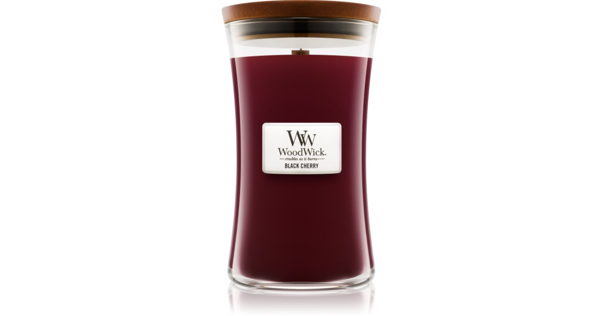 Woodwick Vonná svíčka Black Cherry s dřevěným knotem 609,5 g