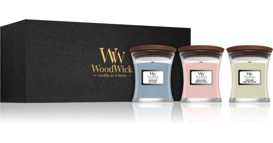 Woodwick Evening Onyx &amp; Solar Ylang &amp; Coastal Sunset 1ud