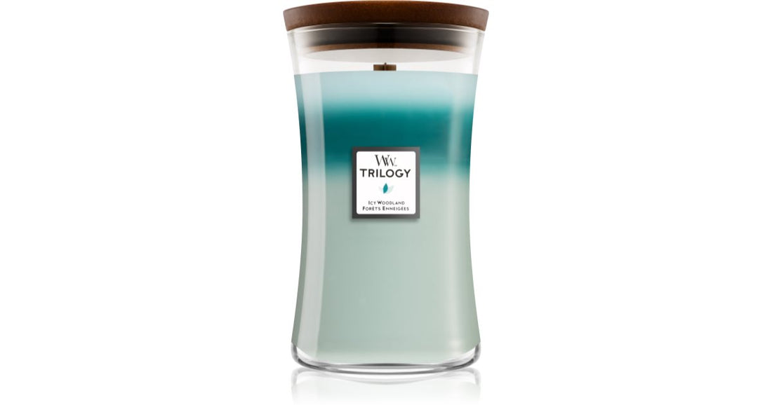 Woodwick Icy Woodland duftlys med trævæge 609,5 g