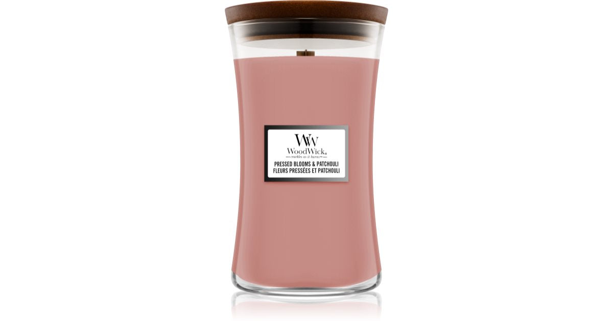 Woodwick Pressed Blooms &amp; Patchouli 609,5 g stearinlys