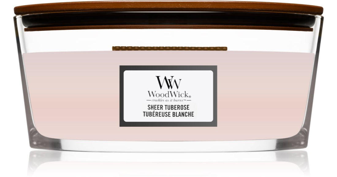 Woodwick Αρωματικό κερί Sheer Tuberose με ξύλινο φυτίλι (Hearthwick) 16 oz